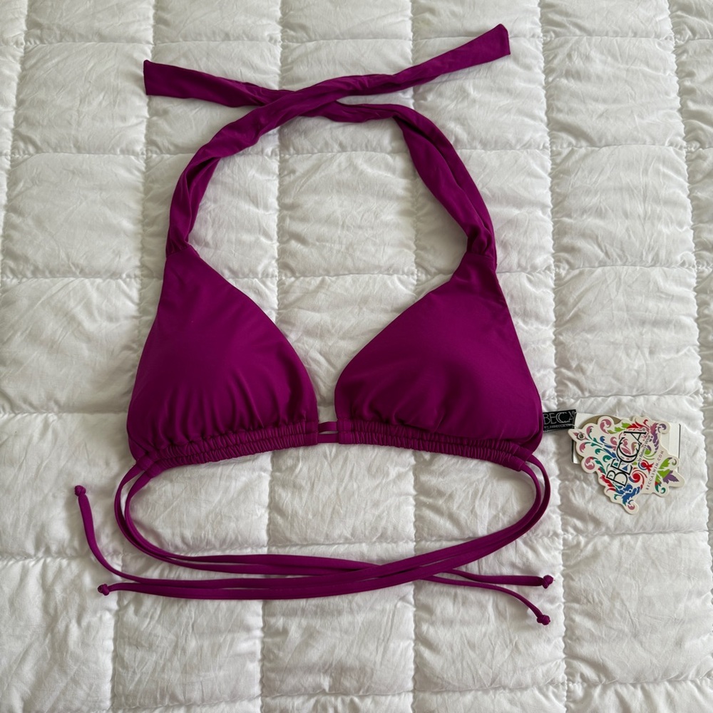 {Becca} Purple Halter Neck Bikini Top Adjustable Straps & Remove able Pads | M
